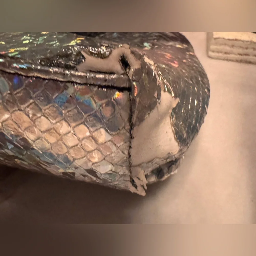 Insulated wine purse Elegant sequin Silver Women's Handbag 15in wide 7in tall
